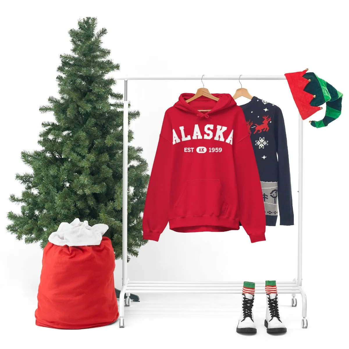 Alaska AK State Hoodie, I Love Retro Vintage Home Pride Travel Souvenir USA Gifts Cruise Pullover Men Women Hooded Sweatshirt