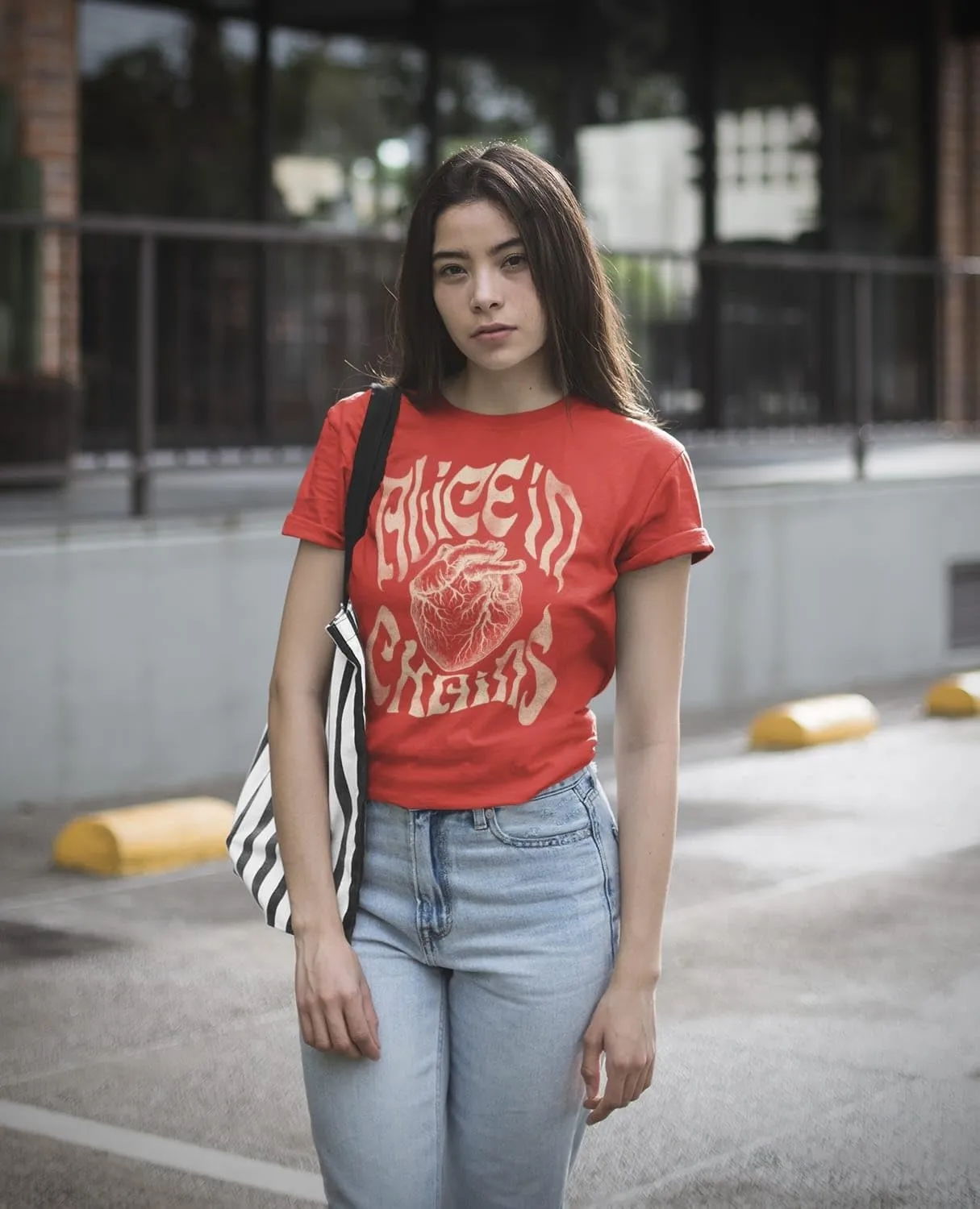 Alice in Chains T Shirt Heart Mens Short Sleeve T Shirts 90s Music Vintage Style Graphic Tees