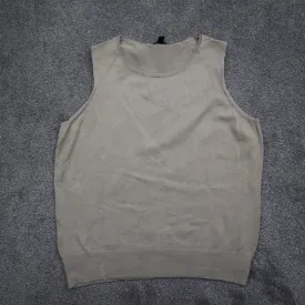 Ann Taylor Womens Knitted Sweater Vest Sleeveless Crew Neck Beige Size XL