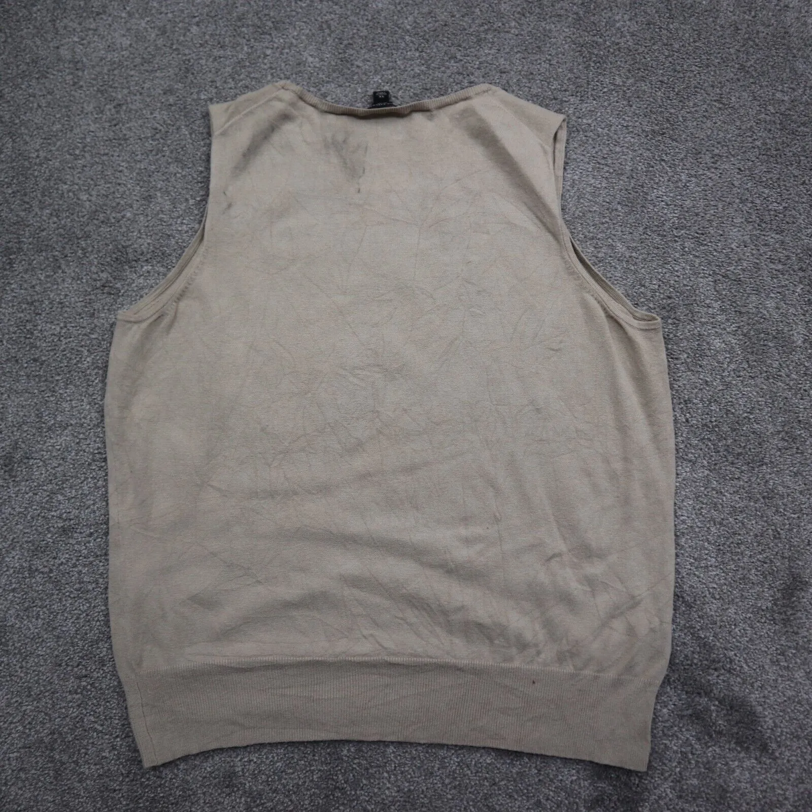 Ann Taylor Womens Knitted Sweater Vest Sleeveless Crew Neck Beige Size XL