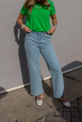 Asher Wide Leg Denim Jeans Light Wash