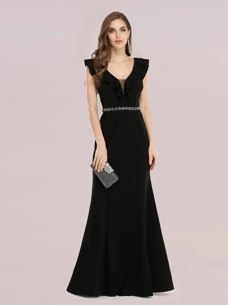 Black Short-Sleeve Button-Up Dress