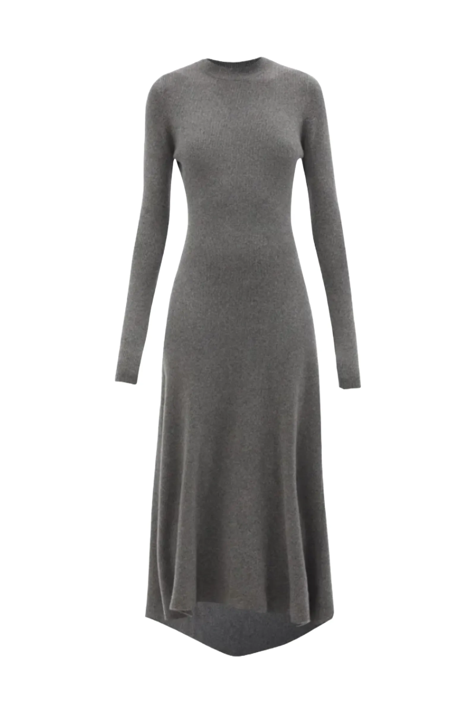Cashmere-blend Grey Ribbed Fishtail Dress