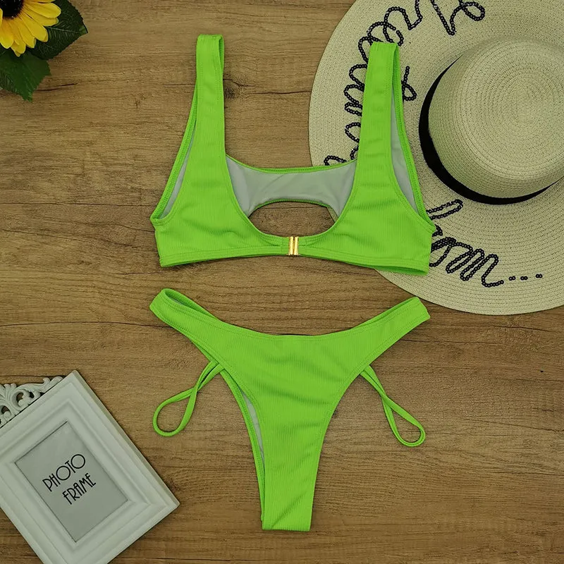 Cut Out High Leg Bikini