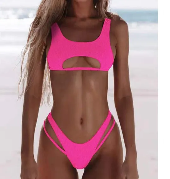 Cut Out High Leg Bikini