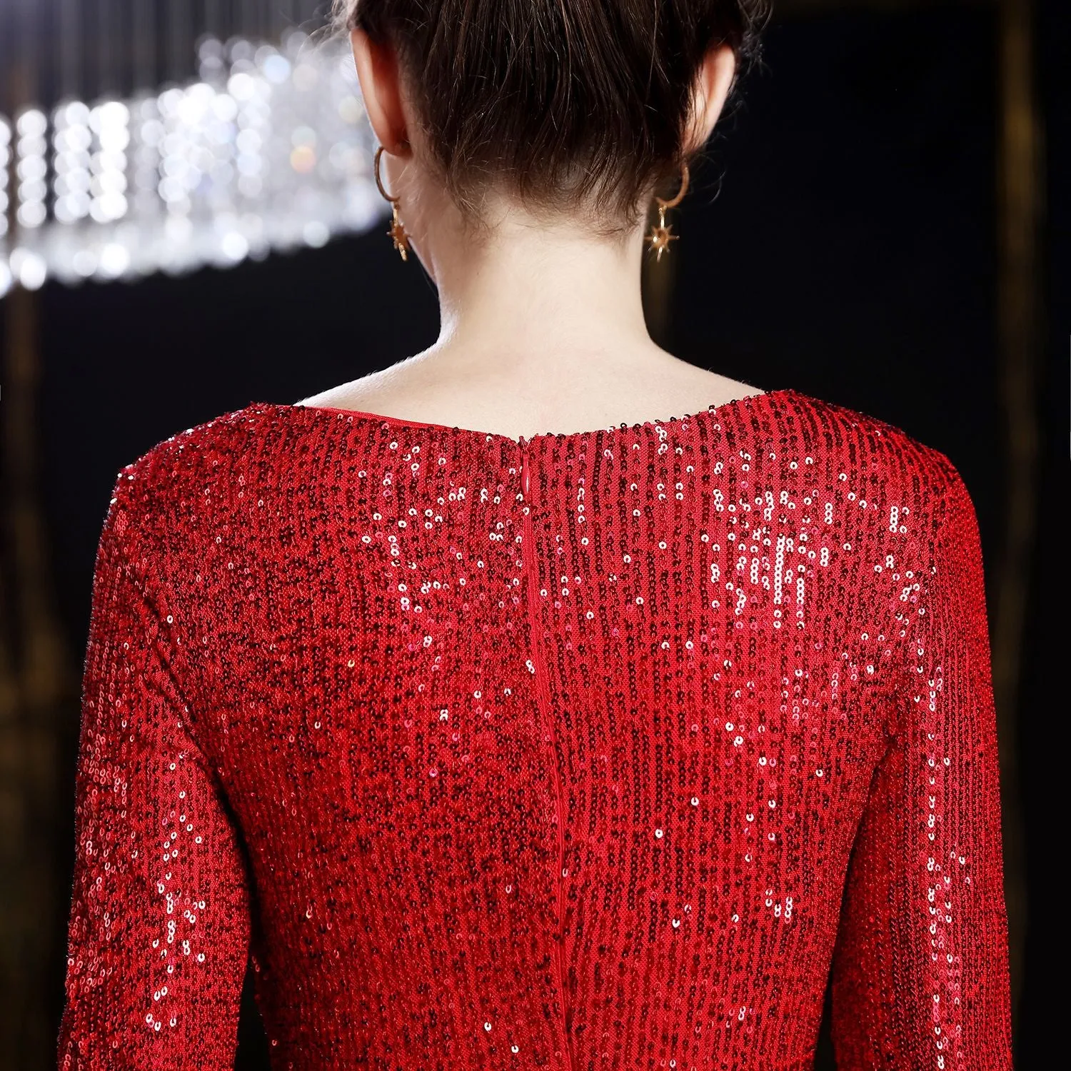 Cybele-16672-Long Sleeve Sequin Fishtail Dress