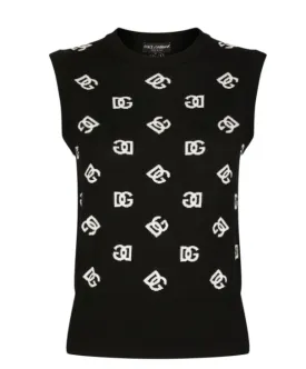 DOLCE & GABBANA - intarsia-logo knitted vest top