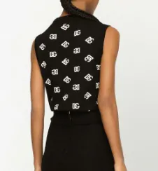 DOLCE & GABBANA - intarsia-logo knitted vest top
