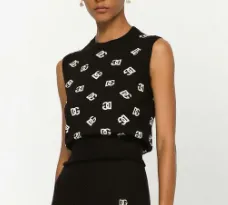 DOLCE & GABBANA - intarsia-logo knitted vest top