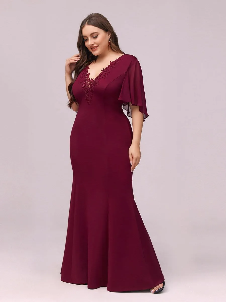 Elegant Floor Length Deep V-neck Mermaid Evening Dresses