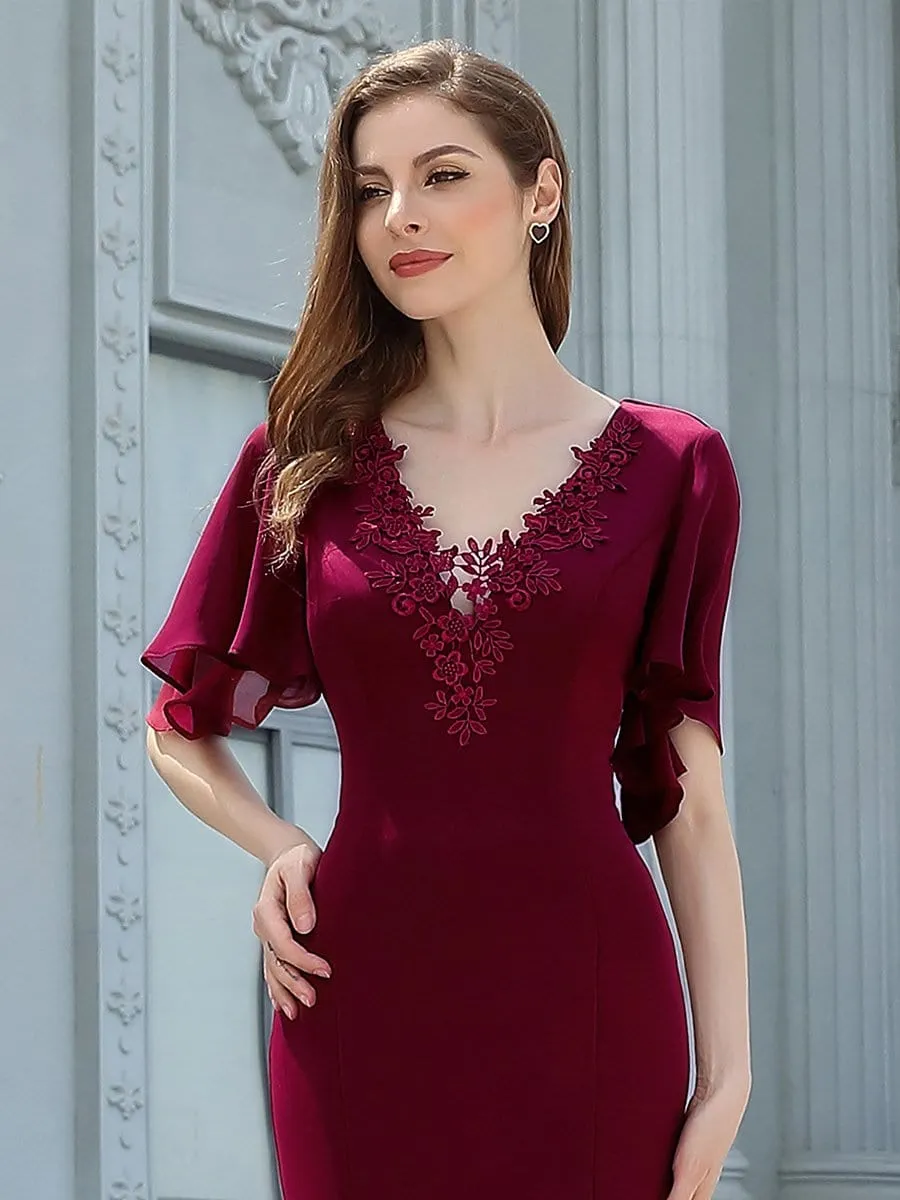 Elegant Floor Length Deep V-neck Mermaid Evening Dresses