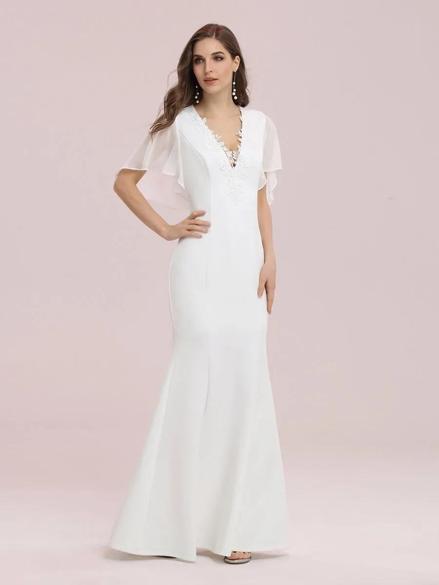 Elegant Floor Length Deep V-neck Mermaid Evening Dresses