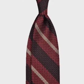 F.Marino Grenadine Silk Tie 3 Folds Regimental Magenta