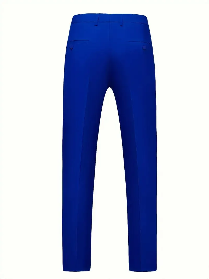 Formal Men's 3 Piece Men's Suit Solid Color Flat Peak Lapel Tuxedo (Blazer   Vest   Pants)