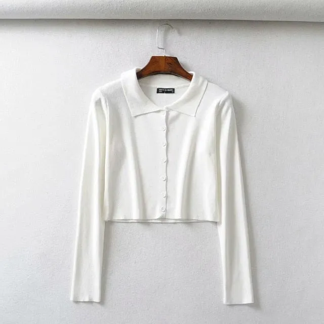 (Free Shipping) Knitted Cardigan Button Up Cute Sweaters Cropped Cardigan Women wear