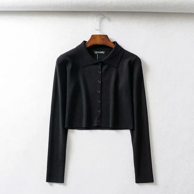 (Free Shipping) Knitted Cardigan Button Up Cute Sweaters Cropped Cardigan Women wear