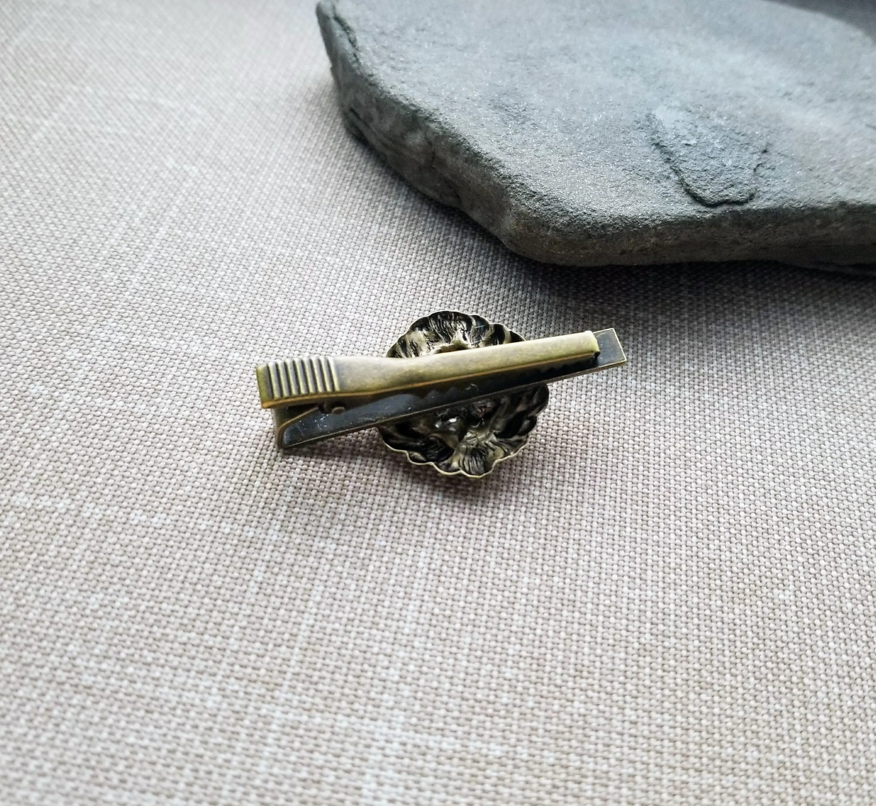 Handmade Oxidized Brass Steampunk Lion Tie Clip Tie Bar