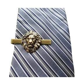 Handmade Oxidized Brass Steampunk Lion Tie Clip Tie Bar