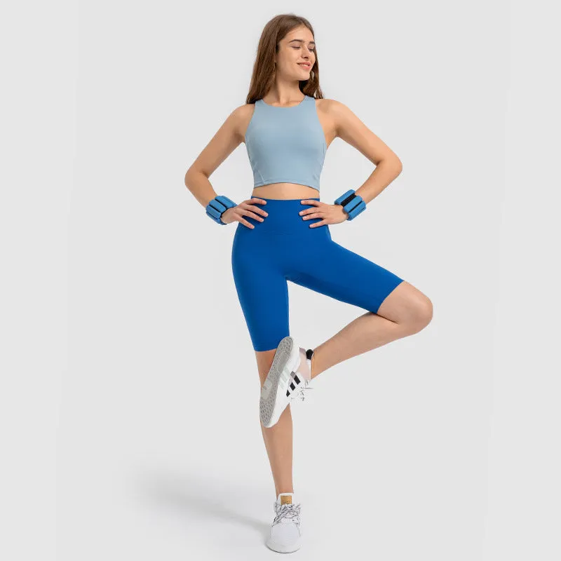 Hzori Spring and Summer New Pull High round Tie Chest Pad Yoga Vest Nude Feel Compact High Elastic Sports Fitness Top