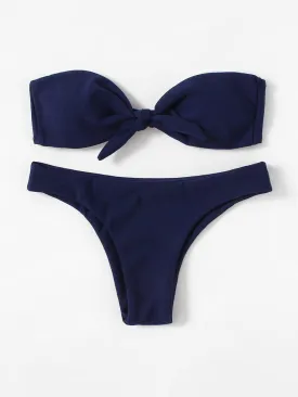 Knot Front Bandeau Bikini Set