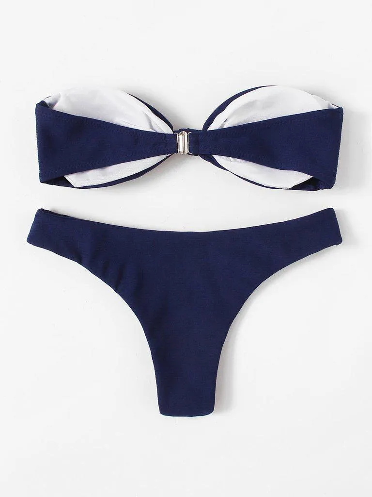 Knot Front Bandeau Bikini Set