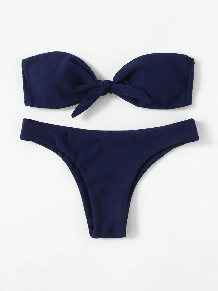 Knot Front Bandeau Bikini Set