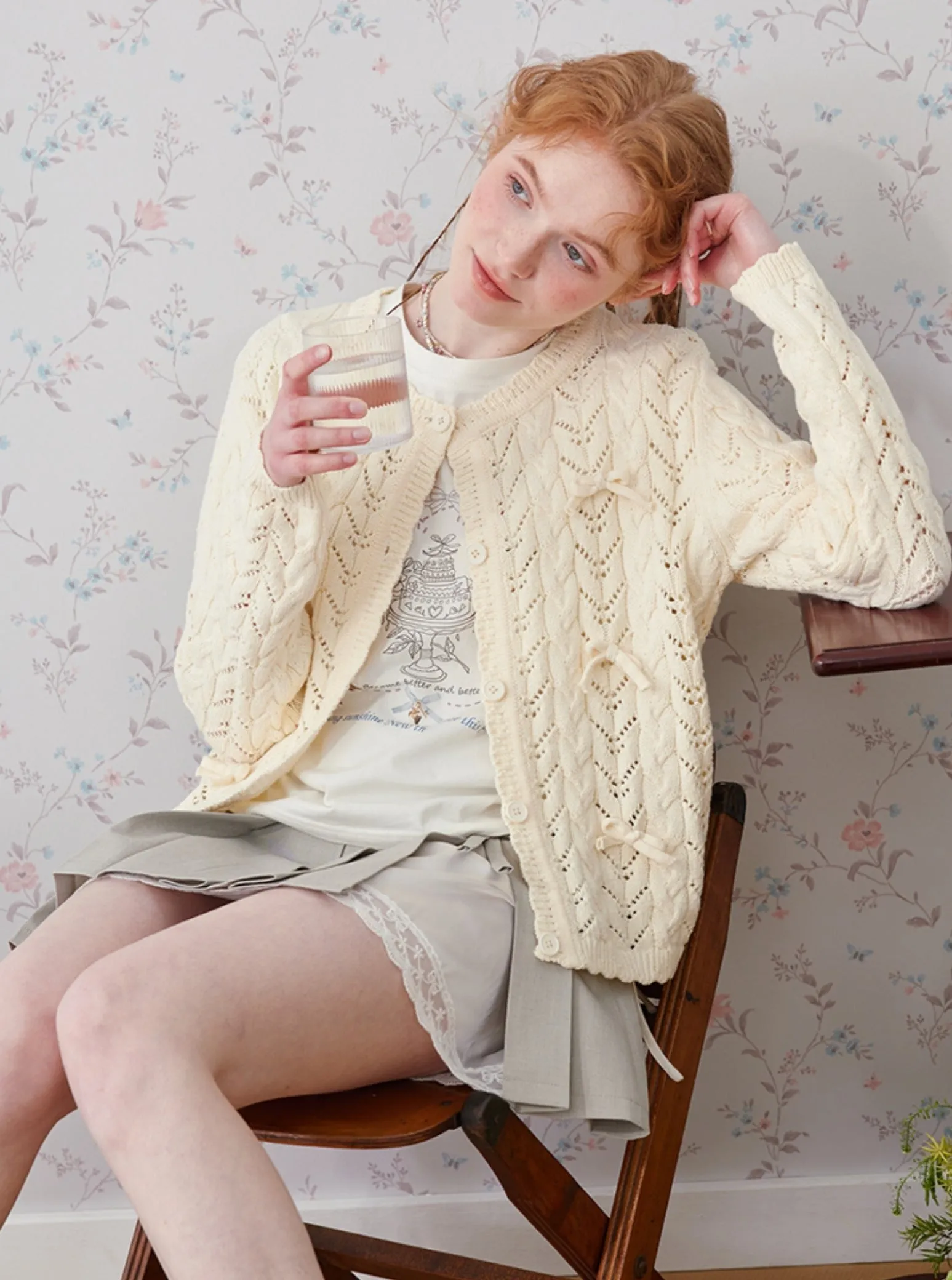 lace gray pleated hip-covering set