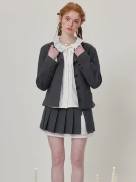 lace gray pleated hip-covering set