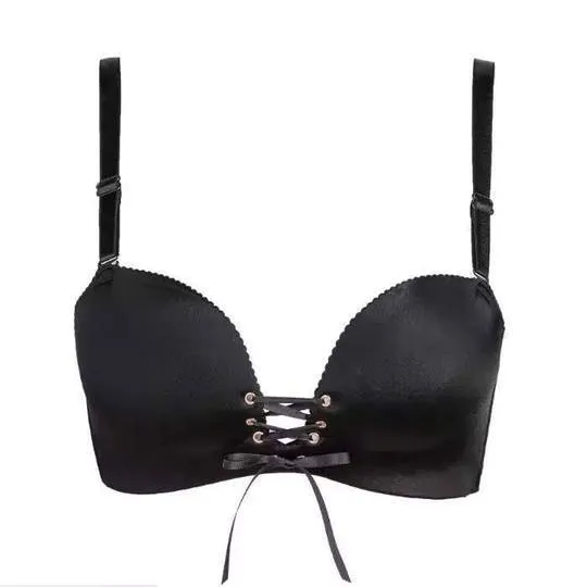Lace Push Up Bra For Figure Maintain - Wide Strip - Black Double Padded Bra