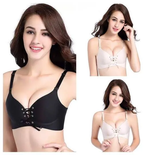 Lace Push Up Bra For Figure Maintain - Wide Strip - Black Double Padded Bra