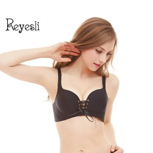 Lace Push Up Bra For Figure Maintain - Wide Strip - Black Double Padded Bra