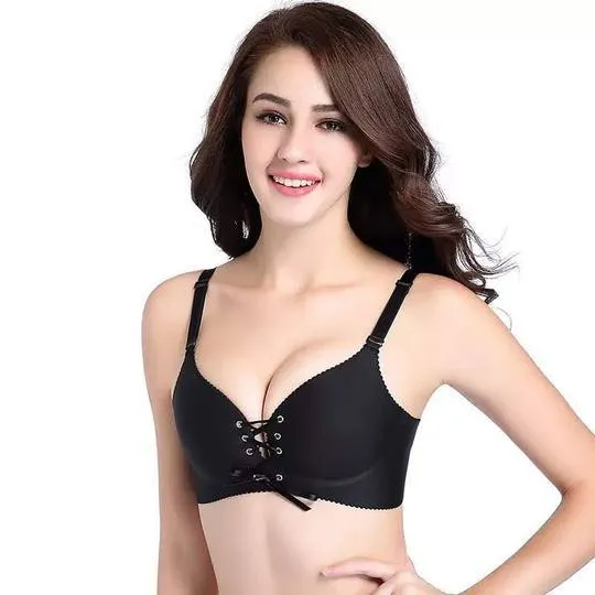 Lace Push Up Bra For Figure Maintain - Wide Strip - Black Double Padded Bra