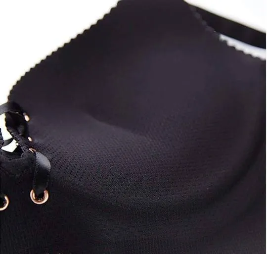 Lace Push Up Bra For Figure Maintain - Wide Strip - Black Double Padded Bra