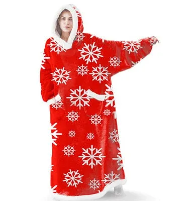 Long Flannel Blanket with Sleeves Winter Oversized Hoodies