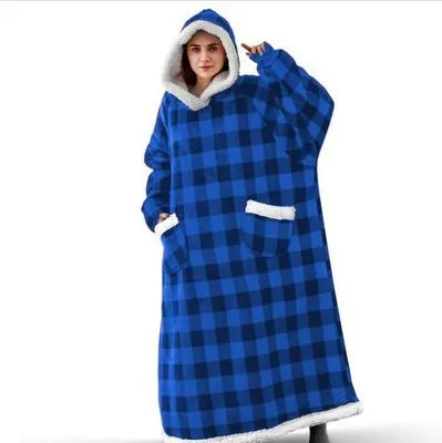 Long Flannel Blanket with Sleeves Winter Oversized Hoodies