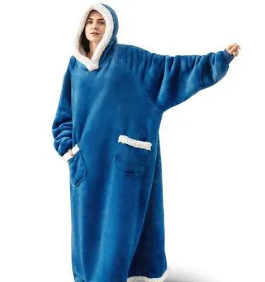 Long Flannel Blanket with Sleeves Winter Oversized Hoodies