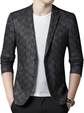 Men Plaid Printed Sport Coat Vintage Checked 2 Button Casual Suit Jackets Lightweight Slim Single Breasted Blazer