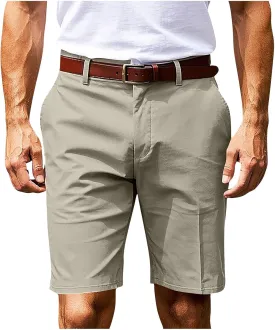 Men's Chino Shorts Summer Lightweight 9" Inch Cotton Golf Hybrid Dress Shorts Flat Front with Pockets for Casual Work