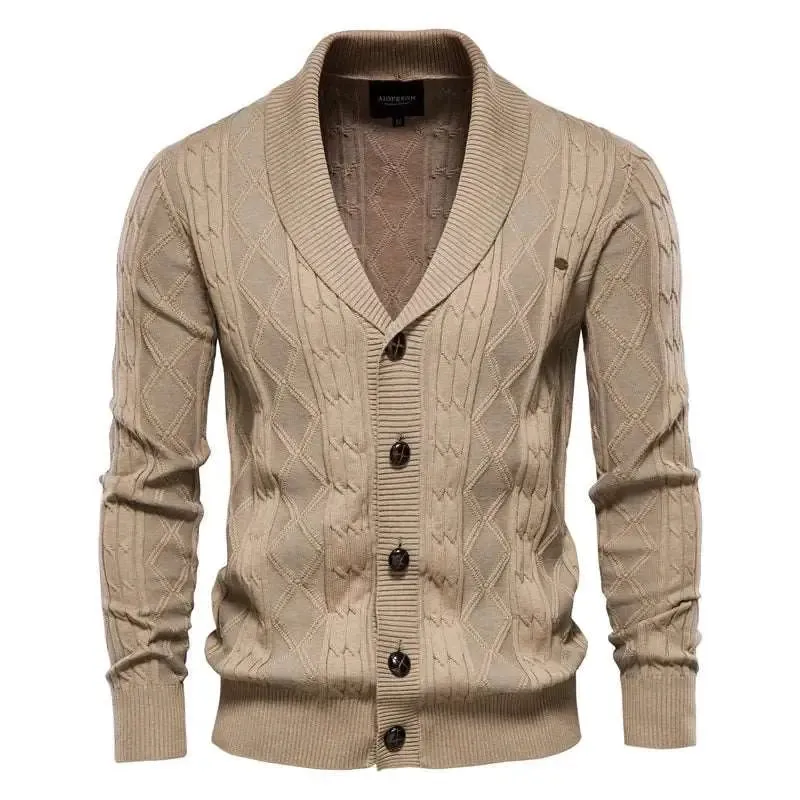 Men's Classic Cotton Argyle Winter Cardigan
