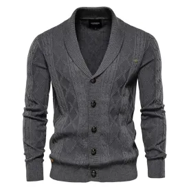 Men's Classic Cotton Argyle Winter Cardigan