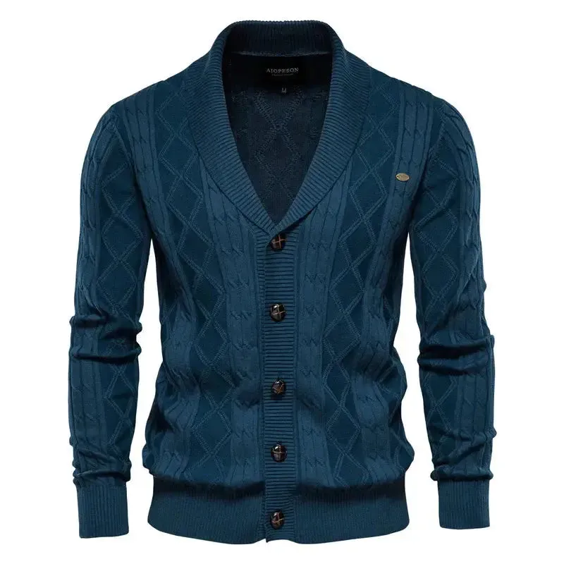 Men's Classic Cotton Argyle Winter Cardigan