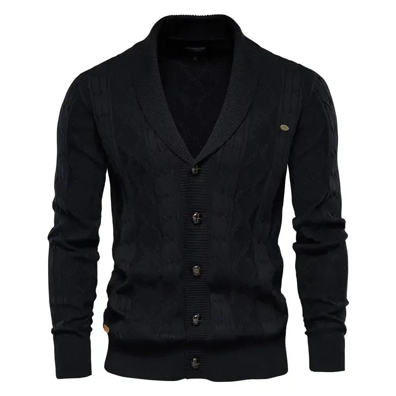 Men's Classic Cotton Argyle Winter Cardigan