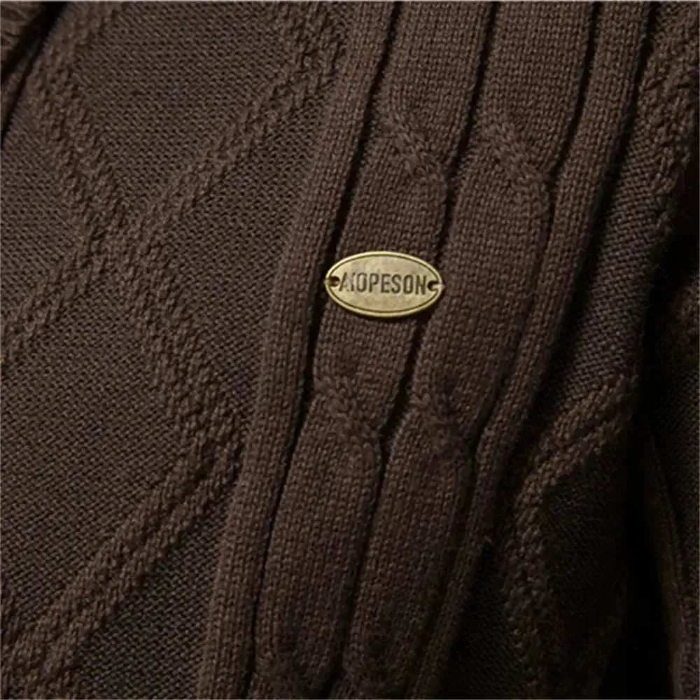 Men's Classic Cotton Argyle Winter Cardigan