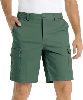 Men's Lightweight Flat Front Work Dress Short Straight Leg Summer Slim Suit Shorts Casual Multi-Pocket Cargo Pant