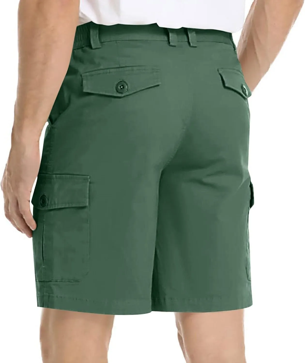 Men's Lightweight Flat Front Work Dress Short Straight Leg Summer Slim Suit Shorts Casual Multi-Pocket Cargo Pant