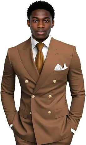 Mens Suit for Wedding 2 Piece Slim Fit Double Breasted Suits Men Tuxedo for Men V Neck Formal Business Suits for Party
