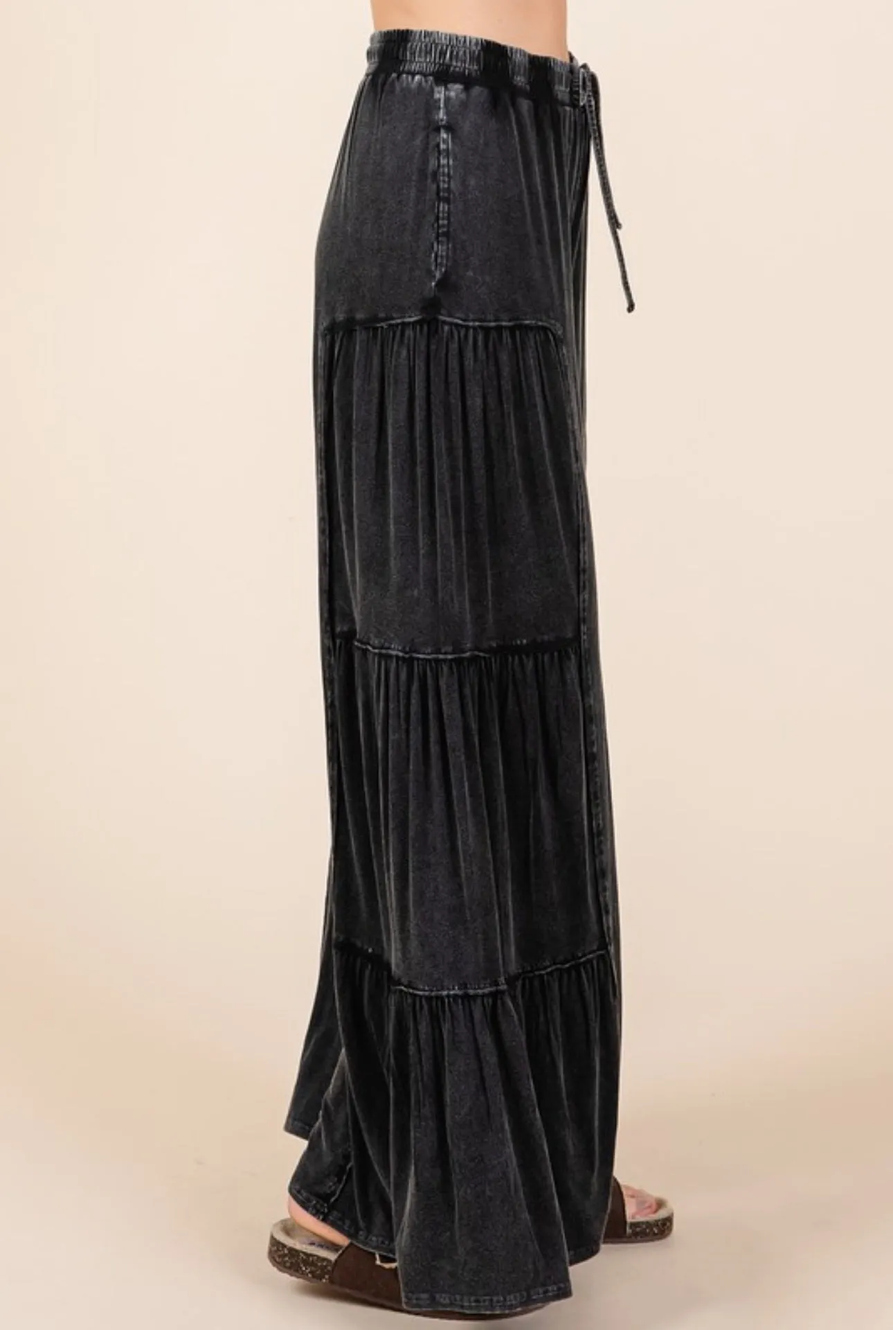 Midnight Ruffle Wide-Leg Pants