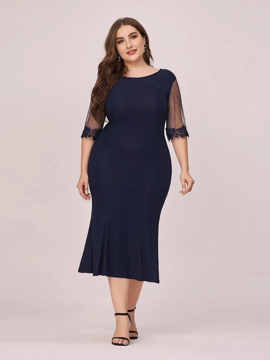 Modest Round Neck Bodycon Plus Size Casual Work Dress