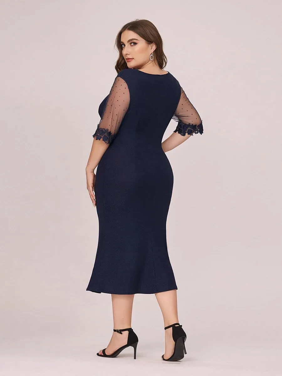 Modest Round Neck Bodycon Plus Size Casual Work Dress
