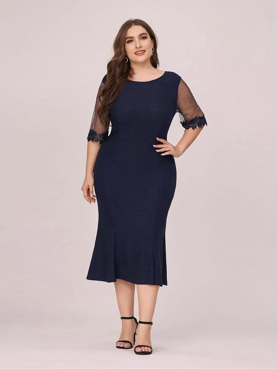 Modest Round Neck Bodycon Plus Size Casual Work Dress